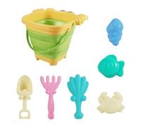 7Pcs Beach Toys, Foldable Beach Bucket with Shovels and Rake, Buckets with Handle, Summer Outdoor Toys for Kids Toddlers Boys Girls (crabs)