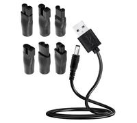 7Pcs Beard Trimmer Shaver Charger Cable Kit 5V USB Power Adapter Cord Replacement for Electric Hair Clippers Beard Trimmers Shavers Beauty Devices Desk Lamps Purifiers