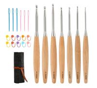 7pcs Beech Wood Crochet Hooks Set, 3/3.5/4/4.5/5/5.5/6mm Ergonomic Handle Crochet Hooks Wood Crochet Hooks Set with Felt Bag for Beginners Crochet & Knitting Accessories