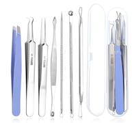 7PCS Blackhead Remover Tools Set - Blackhead Remover Tweezers, Ingrown Hair Tweezers Blackhead Extractor Pimple Extractor for Pimple Whitehead Ance(Purple)