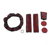 7PCS Bling Car Accessories Set with Rhinestone Steering Wheel Cover 38cm, Gear Shift Cover, Seat Belt Covers, Cup Coasters and Start Button Ring, (red)