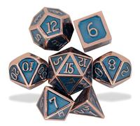 7pcs Blue Standard Metal Dice Solid Metal Polyhedral Dice Set Suitable for Role-Playing RPG Board Game Card Game