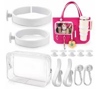 7PCS Bogg Bag Accessories Organizer Compatible with Original Medium and Large Bogg Bag Insert Cup Holder Pouch Key Holder Hooks Attachments for Croc Bag Simple Modern Bag Rubber Tote Bag(White)