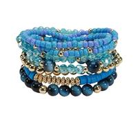 7Pcs Bohemian Multilayer Beaded Stackable Bracelets Colorful Crystal Stone Bead Elastic Stretch Bracelet Set for Women Summer Boho Jewelry, S, Acrylic, no gemstone