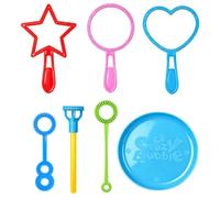 7Pcs Bubble Wands, Set for Outdoor Bubble Activities, Multipack Bubble Tools with Various Shapes Including Disc, Figure-Eight Wand for Garden Parties and Family Gatherings