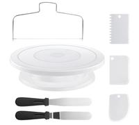 7PCS Cake Decorating Supplies Kit, Baking Supplies Set with Cake Turntable, Leverler, Straight & Offset Spatula and 3 Scrapers, Baking Accessories Tools for Beginners and Cake Lovers (7pcs Set)