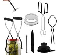 7Pcs Canning Supplies Starter Kit,Canning Equipment Kit Stainless Steel Canning Tool Set Canning Starter Kit with Jar Lifter Tong Wrench Funnel Magnetic Lid Lifter Bubble Remover Lid for Home Beginner