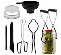 7Pcs Canning Supplies Starter Kit Stainless Steel Canning Tool Set Complete Cannings Starter Kit with Jar Lifter Tong Wrench Funnel Magnetic Lid Lifter Bubble Remover Lid for Cannings Pot Mason Jars