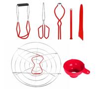 7pcs Canning Tool Set, Canning Supplies Starter Kit, Include Canning-Jar Lifter Tongs, Rack,Lifter,Funnel, Can Opener, Food Clamp, Bubble Popper