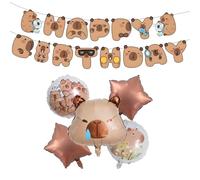 7Pcs Capybara Birthday Decorations Set, Capybara Party Supplies with Banner and Balloons, Animal Theme Party Decor for Kids Birthdays, Baby Showers, Celebrations, and Anime Events