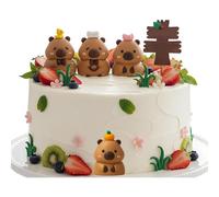 7PCS Capybara Cake Topper Set, Cake Decorations for Animal Theme Birthday Parties, Zoo Themed Events and DIY Crafts, Includes Half Orange, Half Towel, Full Lotus, Full Duck, Ladybug Sign