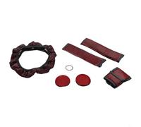 7PCS Car Interior Accessories Set with 15.2inch Rhinestone Steering Wheel Cover, Gear Shift Dust Cover, 2 Seat Belt Covers, 2 Car Cup Coasters and Push Start Ring for Most Cars and Trucks(red)