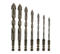 7pcs Carbide Four-Blade Serrated Drill Bit For Dry Drilling Porcelain Tile Ceramic Glass Marble Concrete Stone Metal Hole Opener