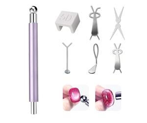 7PCS Cat Eye Magnet for Nails,Nail Magnet Tool,Y & Rabbit Shape Magnets,Versatile,Double-Head,with Round Magnetic Bead,Portable,for Home DIY, Manicure Accessories
