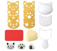 7pcs Cat Rice Ball Mold Set, Cute Cat Kitty Shaped and Triangle Sushi Onigiri Press Mold with Rubber Pad DIY Rice Ball and Sushi Maker Tool Kit