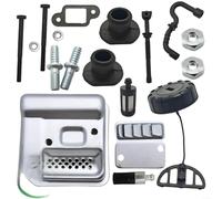 7pcs Chainsaw Muffler Exhaust Kit Compatible with MS017 MS018 MS170 MS180 High Temp Resistant Silencer Set with Gaskets Noise Reducing Engine Rebuild Accessory Black Silver