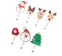 7pcs Christmas Felt Badge Reel Clip with Swivel Alligator