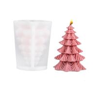 7PCS Christmas Tree Carving Pattern Cylindrical Candle 3D Silicone Mold Reindeer Snowflake Elk for Handmade(Clear04)
