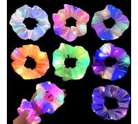 7Pcs Colorful Light Up Scrunchies, LED Hair Bands Neon Hair Accessories | 3 Light Modes, Luminous Elastic Hair Ties for Christmas Glow Rave in The Dark Party Supplies for Women Girls