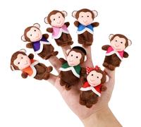 7pcs Colorful Little Monkeys Finger Puppets, Pink Purple Orange Premium Plush Finger Puppets Toy Animal Finger Toys for Storytelling and Theater Role Play