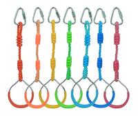7PCS Colorful Ninja Gymnastic Rings for Kids - Outdoor Backyard Play Sets & Playground Equipment, Swing Bar Rings, Obstacle Rings, American Ninja Warrior Obstacle Course Accessories Backyard Swing