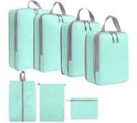 7PCS Compression Packing Cubes Set, Travel Luggage Organiser Bags for Suitcases & Backpacks, Space-Saving Packing Organisers for Trips (Blue)