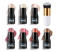 7PCS Contour Highlighter Blush Sticks with Brush,Cream Bronzer & Blush Stick Kit for Cheeks, Eyes, Lips,Long Lasting Smooth Waterproof Smooth Stick Face Makeup for All Skin.
