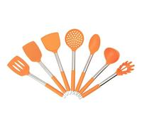 7PCS Cooking Utensil Set, Stainless Steel Handles, Silicone Non-Toxic BPA-Free, Kitchen Spatulas, Kitchen Tools Gift Set for Nonstick Cookware Food-Grade Heads - Silicone Gadgets (Orange)