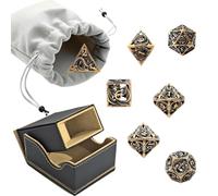 7pcs Coppery Dragon Metal Dice Hollow Metal Polyhedral Dice Set Suitable for Role-Playing RPG Board Game Card Game