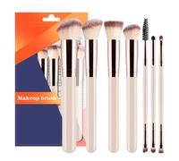7pcs Cosmetic Brush Kit Face Eye Brushes For Blending Concealer Brow Liner Daily Makeup Tools,Milk tea,7pcs