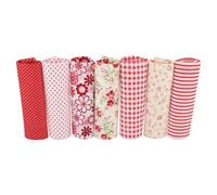 7pcs Cotton Fabric Square Flower Pre Cut DIY Patchwork Cloth Red Flower Series High Density 100 Cotton Craft Material for Costumes Decorations School Projects 25x25cm 50x50cm (50 * 50cm)
