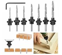 7PCS Countersink Drill Bit Set, Counter Sink Drill Bit Set with Stop Collar, High Speed Steel Carpentry Bit Set for Woodworking Chamfer End Milling Hole, 1 Free Hex Key Wrench Attached