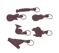 7PCS Cowhide Musical Instrument Keychains Set, Including Mini Guitar Violin Horn Bass Piano Harp, Music Lovers, Glossy Finish, Fine Craftsmanship,