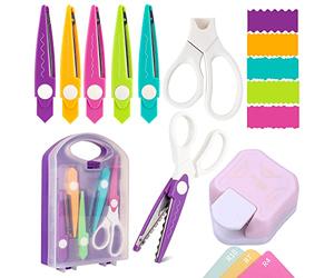 7Pcs Craft Scissors Set - 3 in 1 Corner Rounder Paper Punch With Storage Box - 5 Kinds Zig Zag Edges for DIY Projects, Paper Card, Photo, and Scrapbooking