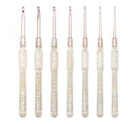 7Pcs Crochet Hook Set 2mm/2.5mm/3mm/3.5mm/4mm/4.5mm/5mm Crochet Hook Ergonomically Designed for Arthritic Hands Tips for Beginners Adults for Soft Toys Scarves Hats Blankets Coasters (Champagne)