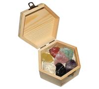 7PCS Crystals, Chakra Crystal Set, Natural Healing Gemstones, Large Gem Stones and Crystals Gifts for Women with Wooden Box