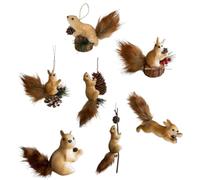 7Pcs Cute Furry Christmas Squirrel Ornaments,Artificial Woodland Animal Faux Fur Plush Hanging Ornament Simulation Forest Animal Christmas Tree Decoration for Holiday Xmas Tree Home Indoor Party Gift