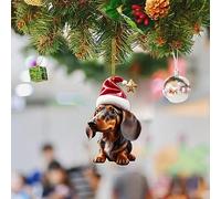 7Pcs Dachshund Gifts for Women Hanging Santa Decoration Hanging Acrylic Dachshund Christmas Pendant Deco Xmas Ornaments for Party