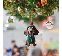 7Pcs Dachshund Gifts for Women Hanging Santa Decoration Hanging Acrylic Dachshund Christmas Pendant Deco Xmas Ornaments for Party