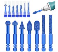 7pcs Diamond Grinder Burr Bit Set, Metal Milling Pins Set with 1/4'' Shaft for Stone Wood Ceramic Metal Glass Carving, Engraving, Polishing, Drilling, Sanding