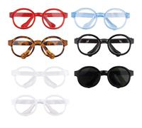 7pcs Doll Eye Glasses Set, Cute Plastic Doll Dress up Eyeglasses Mini Toy Sunglasses Costume Stuff Accessories for Figures Collectors Display & Decoration (7 Colors)