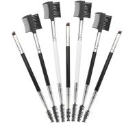 7pcs Double End Eyebrow and Eyeshadow Makeup Brush Set Black Plastic | Daily Makeup Use, No Fading and No Hair Dropping, Easy Cleaning, for Beginners and Professional Artists Random Style