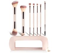 7Pcs Dual-ended Face Eye Makeup Brushes Soft Brushes for Travel Daily Touch Up,Milk tea,7pcs