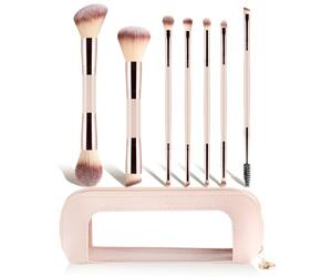 7Pcs Dual-ended Face Eye Makeup Brushes Soft Brushes for Travel Daily Touch Up,Milk tea,7pcs