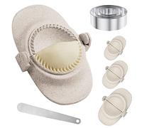 7Pcs Dumplings Maker Press 304 Stainless Steel Empanada Press Mold Set DIY Dumpling Making Tool Manual Pastry Dumpling Wrapper Machine Kitchen Ravioli Maker Good Seal for Home Kitchen(Beige)
