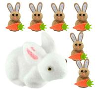 7PCs Easter Bunny Decorations, Polyfoam White Rabbit Laying Ornament 10cm, Cute Spring Table Centrepiece, Soft Bunny Figurine for Easter Decor, Kids Gift & Party Decoration