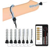 7PCS Electric Shock Urethral Plugs Dilator Stainless Steel Urethral Dilators SM Electric E-stim Stretcher Urethral Sounding Rod Penis Plug Dilator Metal Men Sex Toys for Stimulates Male Penis Vibrator