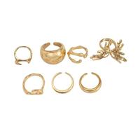 7pcs Elegant Styles Liquid Lavaed Butterfly Rings Set Fashion Jewelry Statement Pieces For Women In Light Gold Tone Party Wear Rings