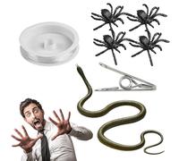 7PCS Fake Spider,toy Snake,rubber Snake Toy Halloween Decoration,perfect for Halloween Decoration,April Fool's Day,office Pranks or Scaring Roommates.