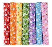 7pcs Fat Quarters Fabric Bundle, 20x20 Inch Precut Quilting Cotton for Sewing and Patchwork, Soft Durable Multi Colour Floral Squares, 100 Percent Cotton, Spring Easter DIY Crafts (Colour)